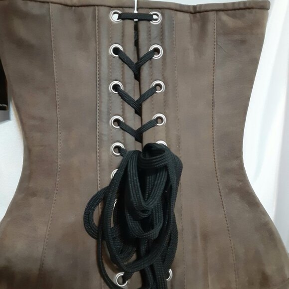 NWT 1 of a Kind Corset/FREE Skirt Brown Suede S 22" - Picture 4 of 16